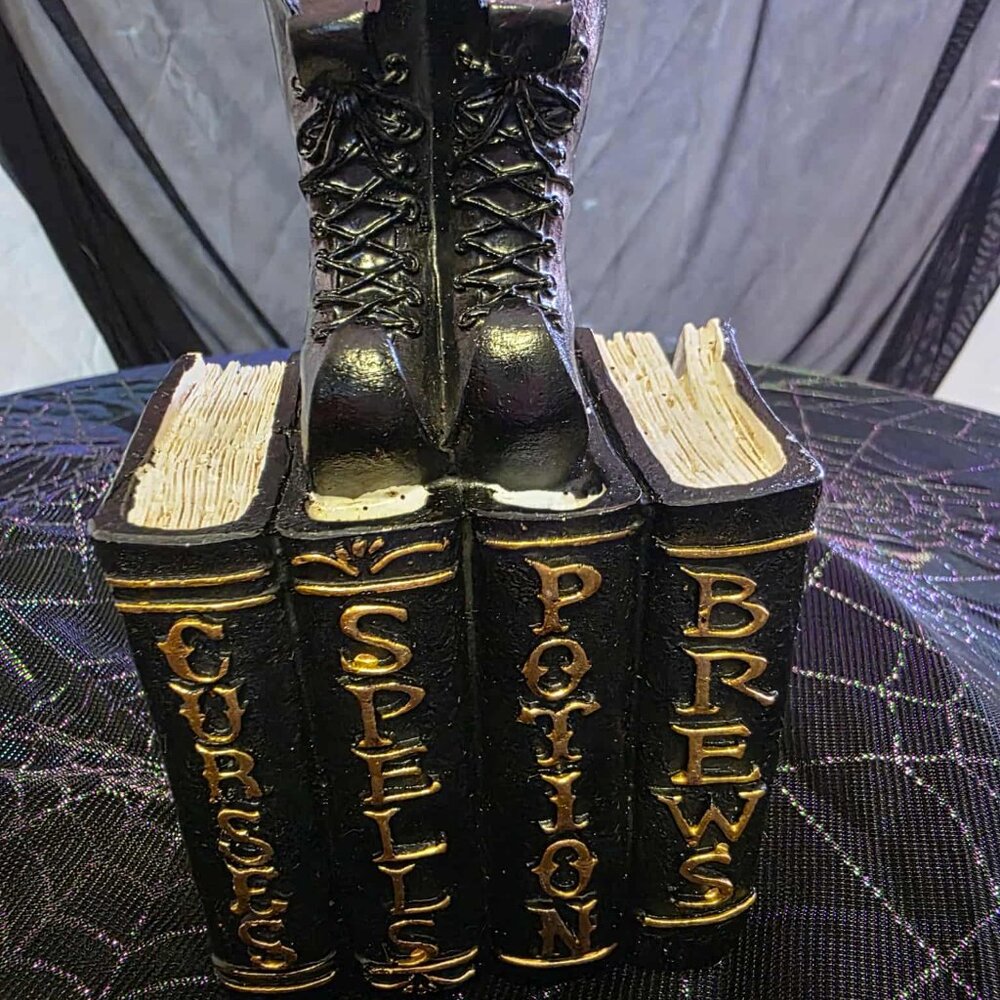 NWT Witch Boots on Spellbooks Figurine | At Home Halloween Decor